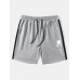 Mens Monochrome Rose Print Side Stripe Drawstring Shorts