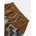 Mens Tribal Pattern Patchwork Ethnic Style Corduroy Drawstring Shorts