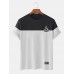 Mens Two Tone Geo Letter Print Casual Short Sleeve T  Shirts