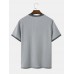 Men Waffles Texure Hit Trim Short Sleeve Leisure T  Shirts